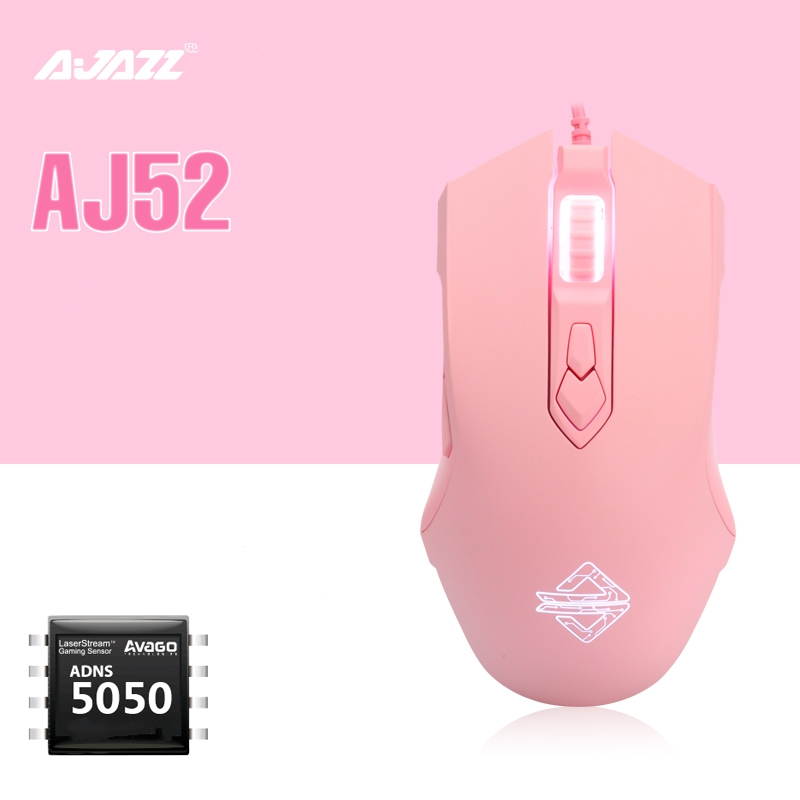 Ajazz AJ52 Watcher RGB Backlit Ergonomic Gaming Mouse, 2500 DPI A5050 7 Programmable Buttons Wired Gaming Mice for Windows Mac OS Linux, Competitor White Star