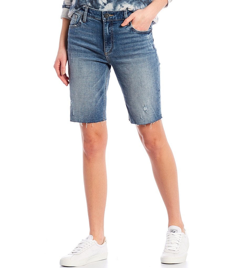 KUT from the Kloth Sophie High Rise Raw Hem Bermuda Shorts