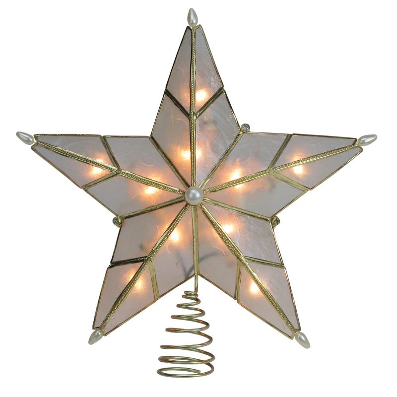J. Hofert Co 9.5" Lighted Clear Constant Wide Angle 5 Point Star Christmas Tree Topper - Multicolor LED lights