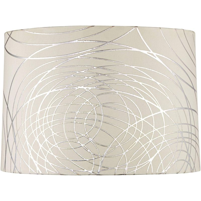 Vienna Full Spectrum Modern Table Lamp Clear Crystal Stacked Spheres Off White Drum Shade for Living Room Family Bedroom Bedside