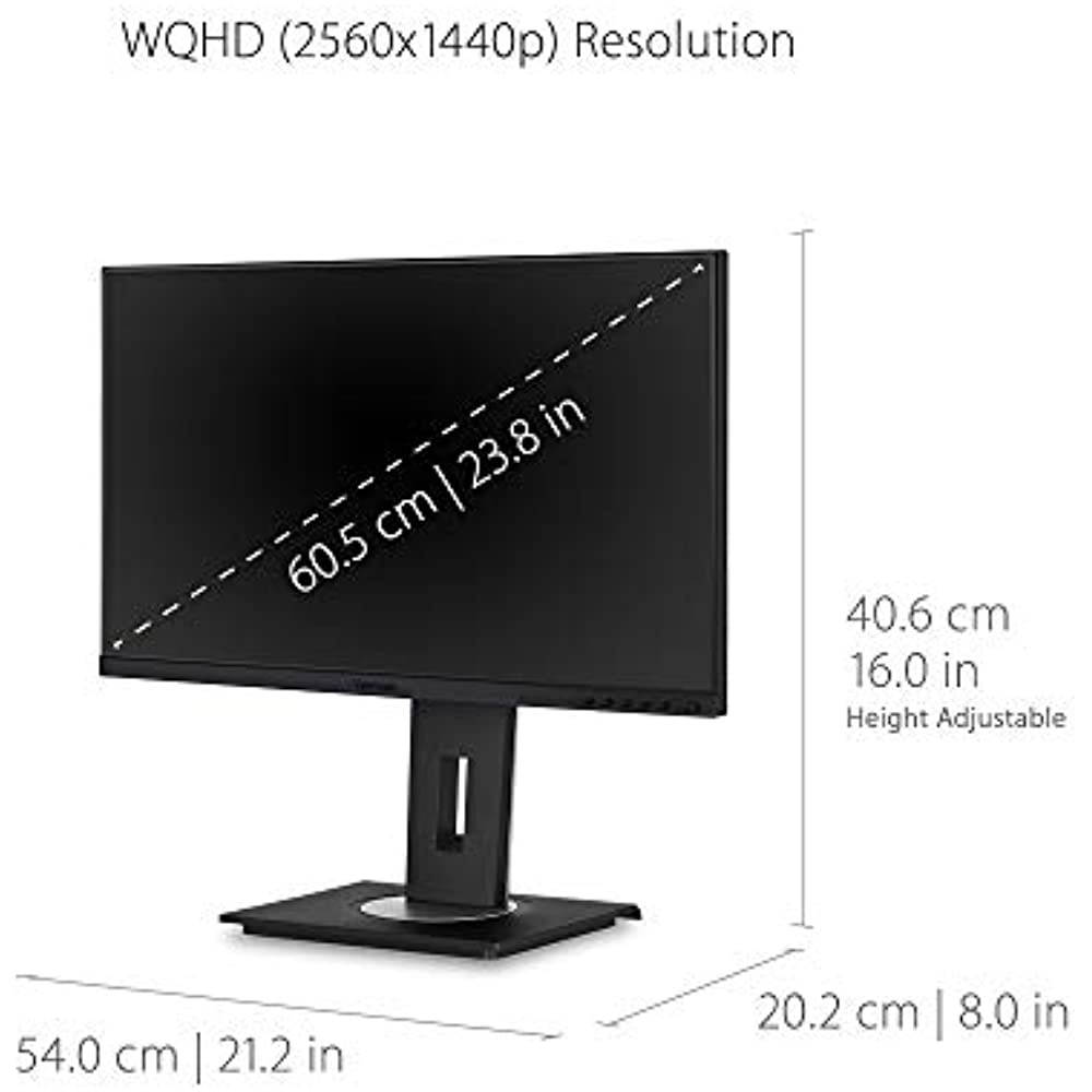 ViewSonic VG2455-2K 24" Quad HD 2560 x 1440 2K HDMI DisplayPort USB 3.1 Type-C Built-in Speakers USB 3.0 Hub Anti-Glare Backlit LED Height Adjustable IPS Monitor