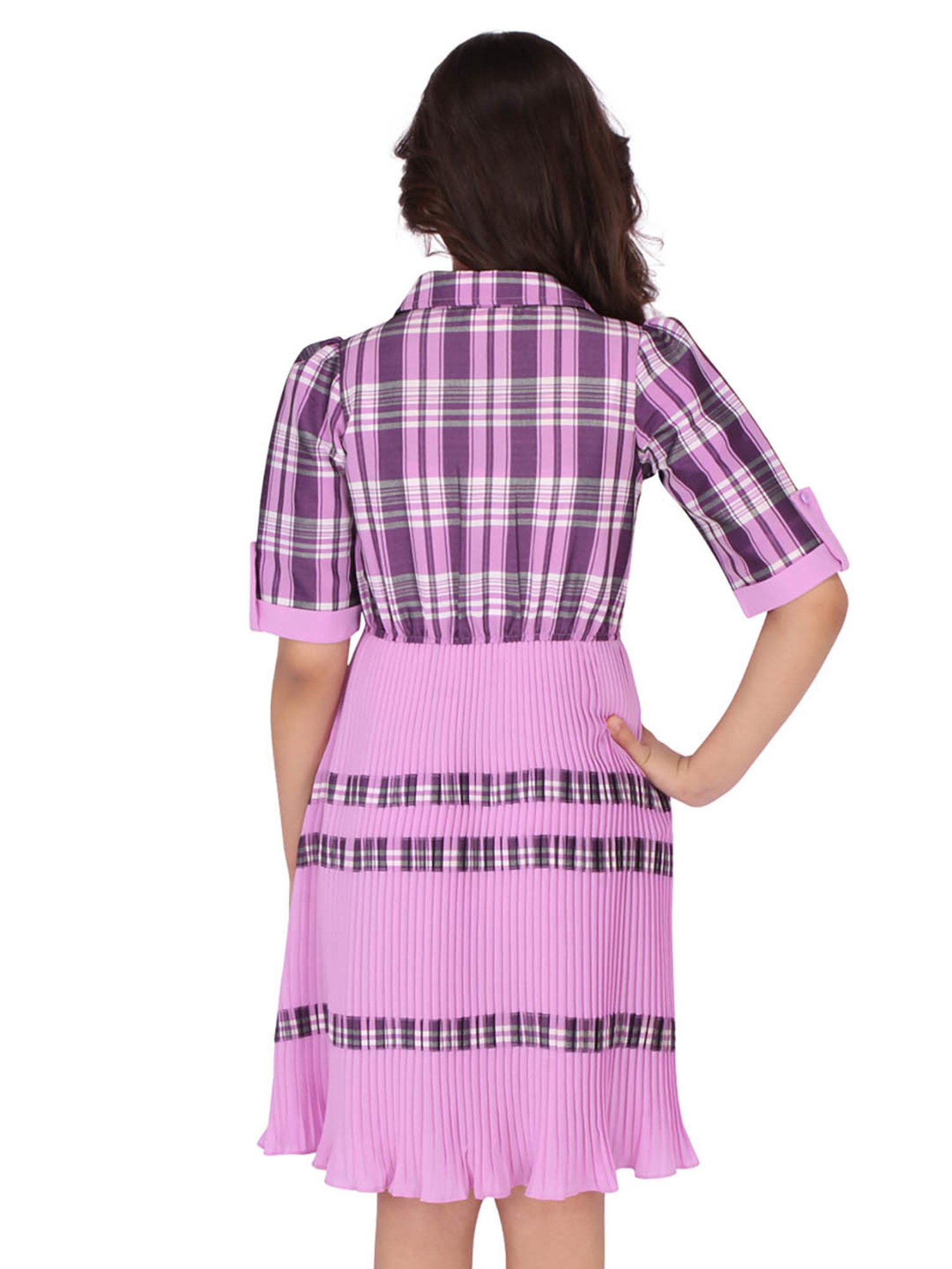 Cutecumber Kids Purple Checks Dress