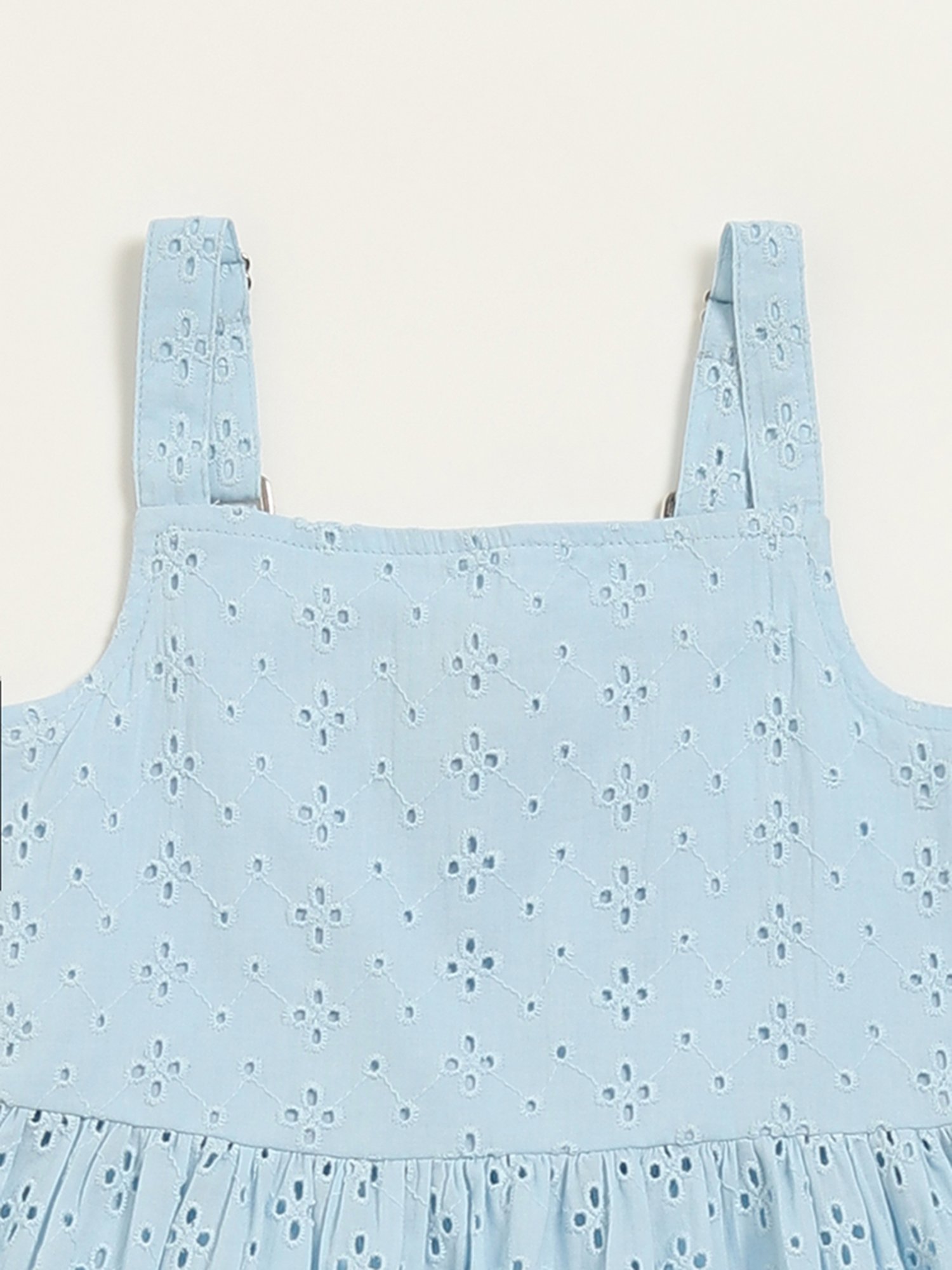 Utsa Kids by Westside Blue Schiffli Tiered Dress