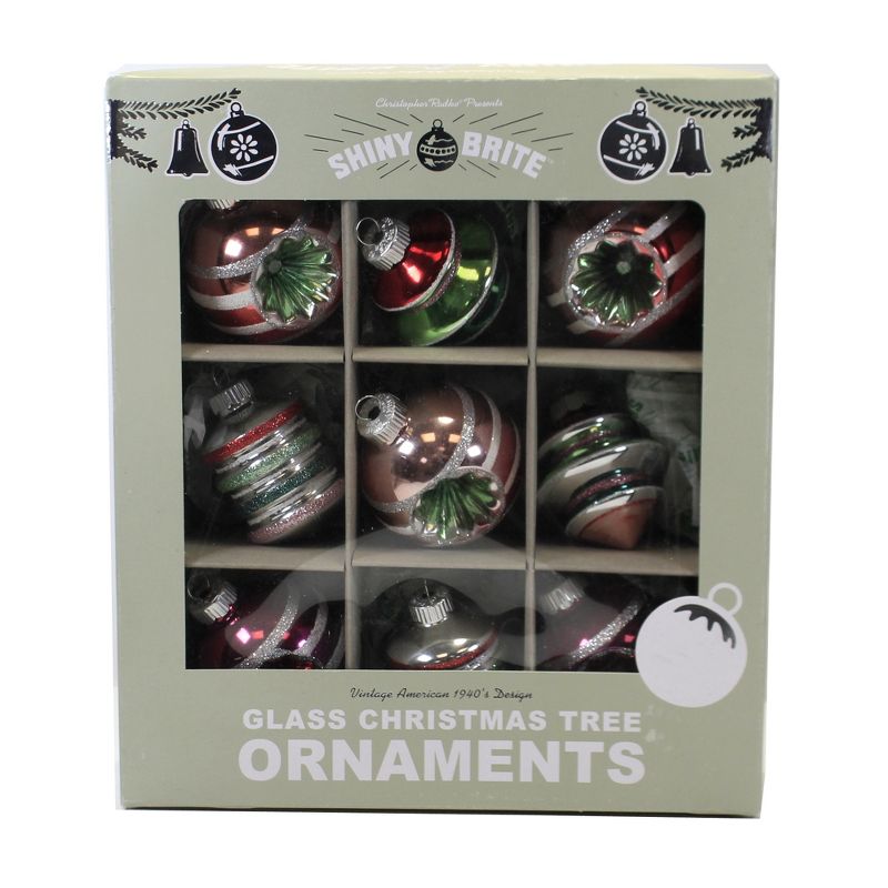 Shiny Brite 2.75" Ombre Pastel Reflectors  Shapes Ornament Spool Reflector Acorn  -  Ornament Sets