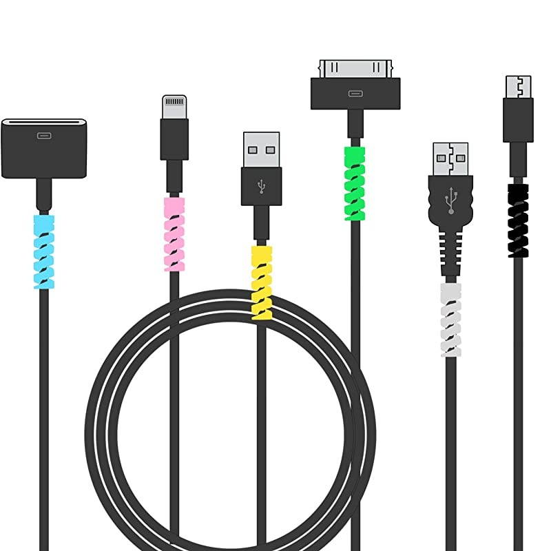 Pieces Charger Cable Saver Mouse Cable Protector Silicone Flexible Cable Wire Protector Management Organizer Spiral Cable Protector in 6 Colors for All Cellphone Data Lines