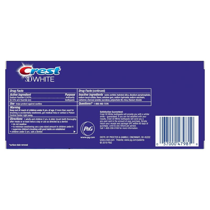 Crest 3D White Charcoal Whitening Toothpaste - 4.1oz/2pk