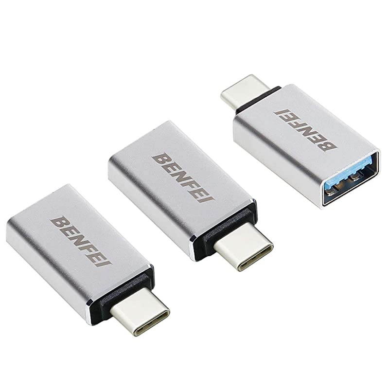 USB C to USB 3.0 Adapter,  3 Pack USB C to A Male to Female Adapter Compatible with MacBook 2018 2017 2016, Samsung Galaxy Note 8, Galaxy S8 S8+ S9, Google Pixel, Nexus, and More - Silver