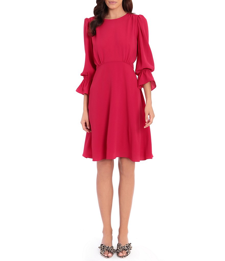 Maggy London Empire Waist Crew Neck Stretch Crepe A-Line Dress