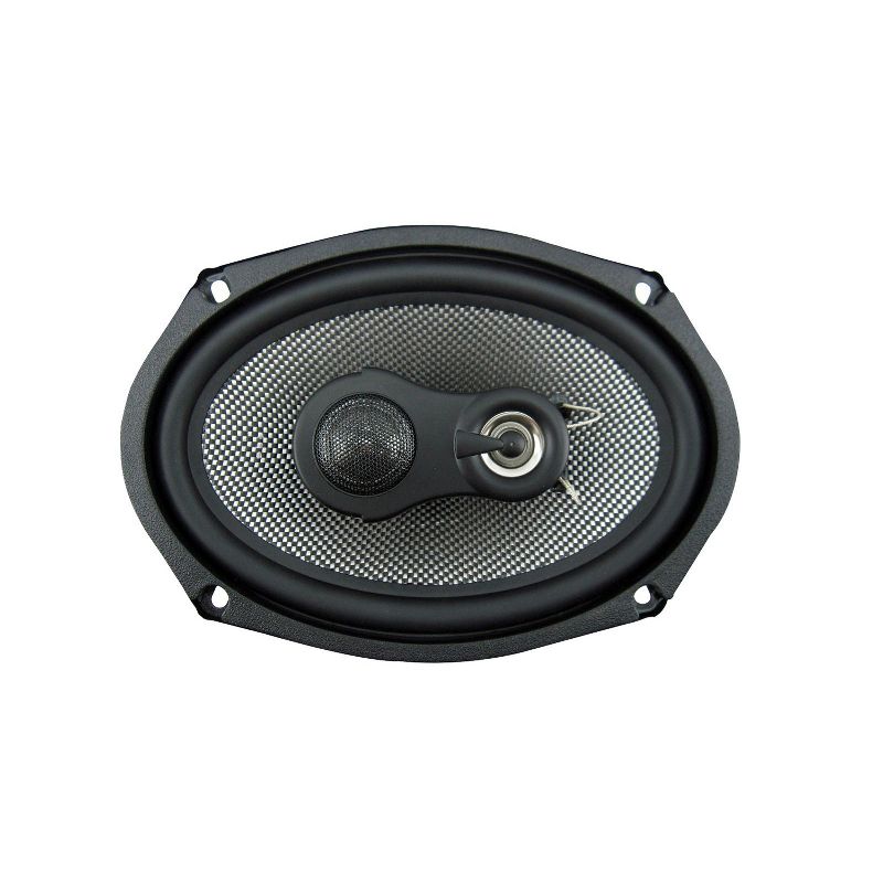 American Bass SQ 6.9 Coaxial 3 Way 6.9 Inch 20 Ounce Neodymium Swivel Tweeter Speaker with Woven Carbon Glass Fiber Cone and Butyl Rubber Surround