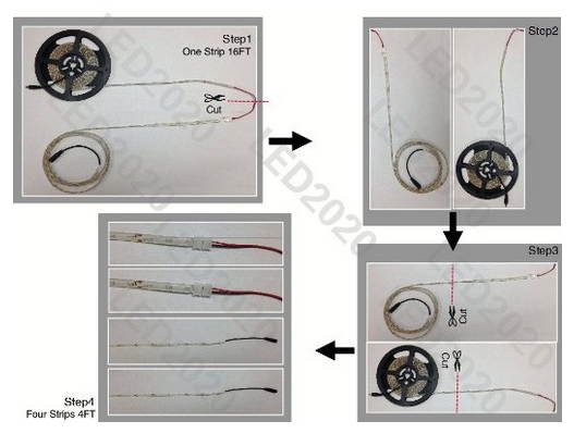 LED2020 Waterproof Green LED Flexible Light Strip, 2A@12VDC, 24Watt, 300 SMD 3528 LEDs, 16.4 Ft, Wire Jumper Included