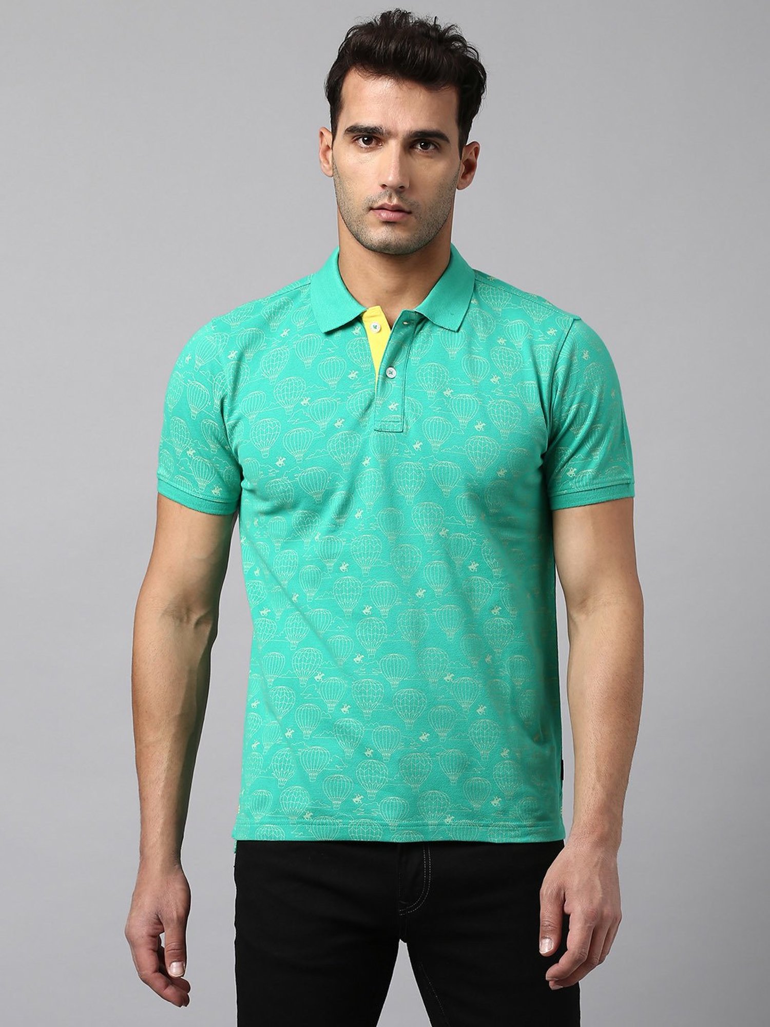 Beverly Hills Polo Club Green Regular Fit Cotton Polo T-Shirt