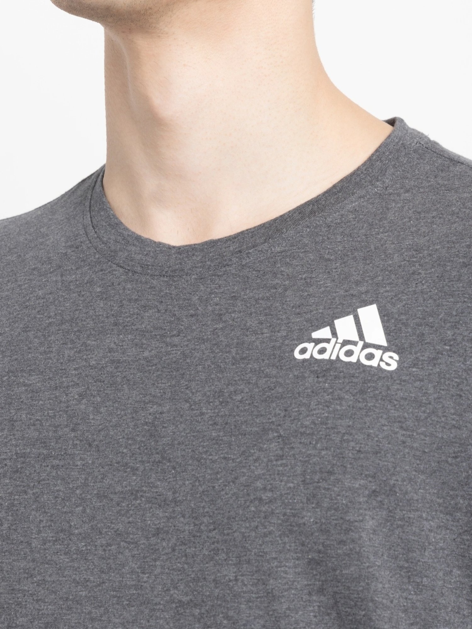 Adidas Grey Cotton Regular Fit T-Shirt