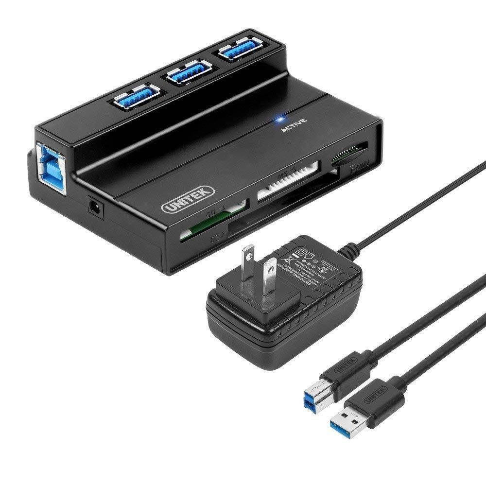 UNITEK 3 Port USB 3.0 Hub Multi Memory Card Reader Adapter For SD MS CF TF M2