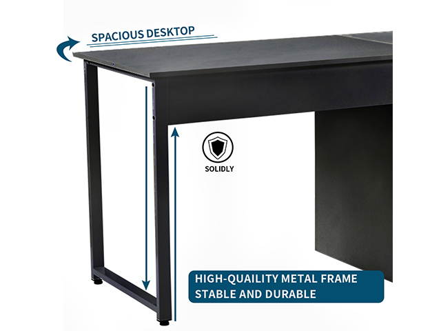 Home Office Game Table Computer Desk, Gaming Desk Table 2-Person Desk, Large Double Workstation Desk, Writing Desk with Storage,Black,GT57