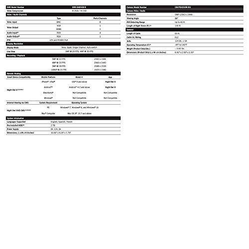 Night Owl XHD502-88P-B 8 Channel 5MP Extreme HD Video Security DVR & Wired Infrared Cameras with 2 TB HDD, White