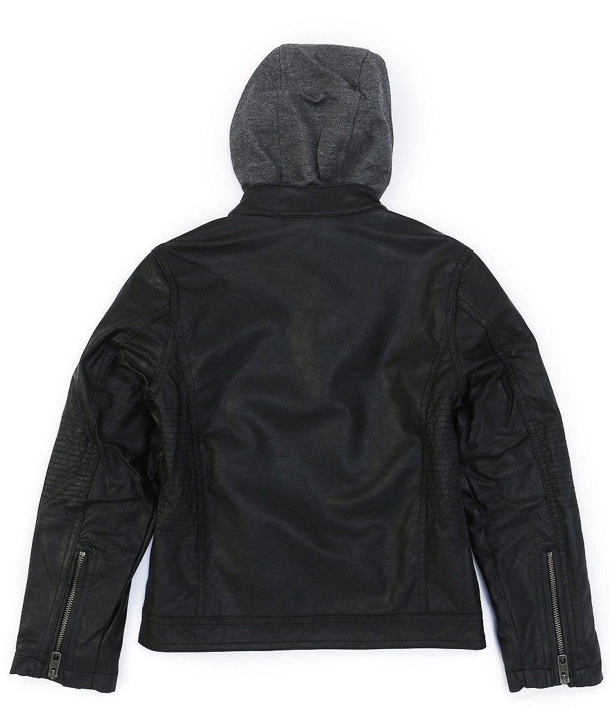 First Wave Big Boys 8-20 Brown Pleather Moto Jacket