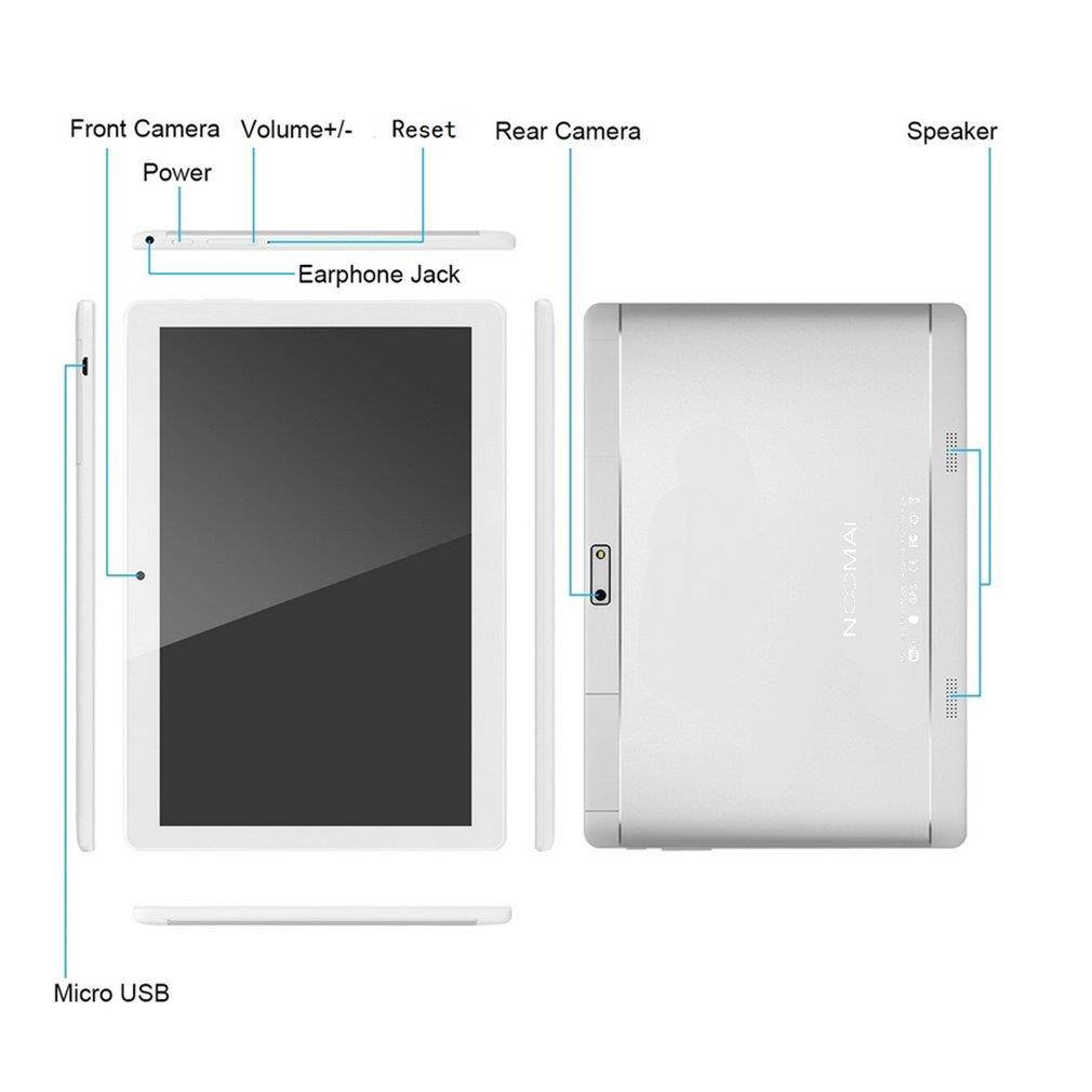 NOOMAI 10.1 inch 3G 2MP+5MP Camera 5000mah Tablet Bluetooth 4.0 With EU Plug