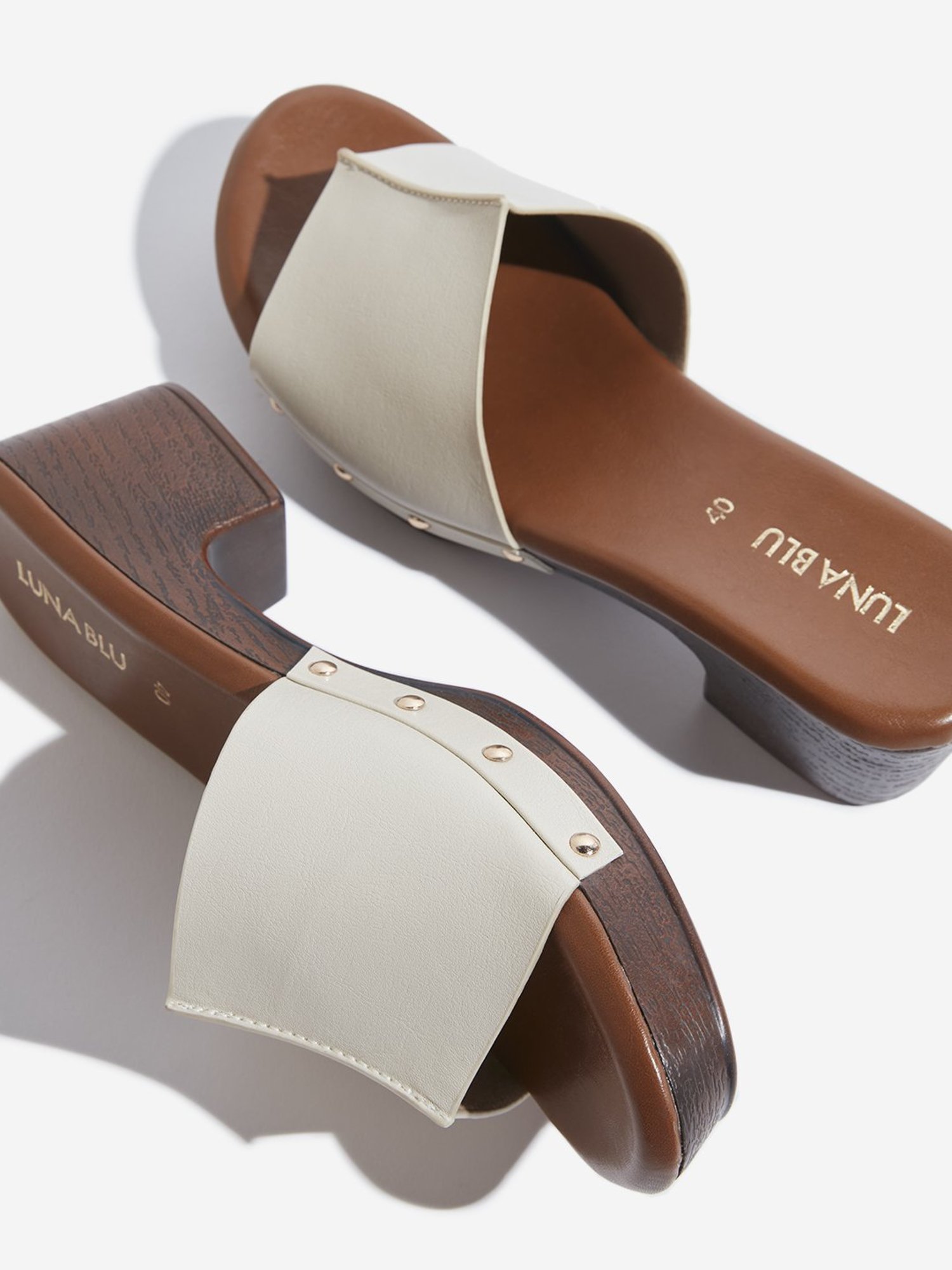 LUNA BLU by Westside Ivory Slip-On Heel Sandals