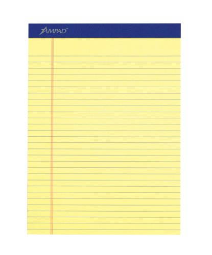 Ampad Perforated Writing Pad 8 1/2 x 11 3/4 Canary 50 Sheets Dozen 20220