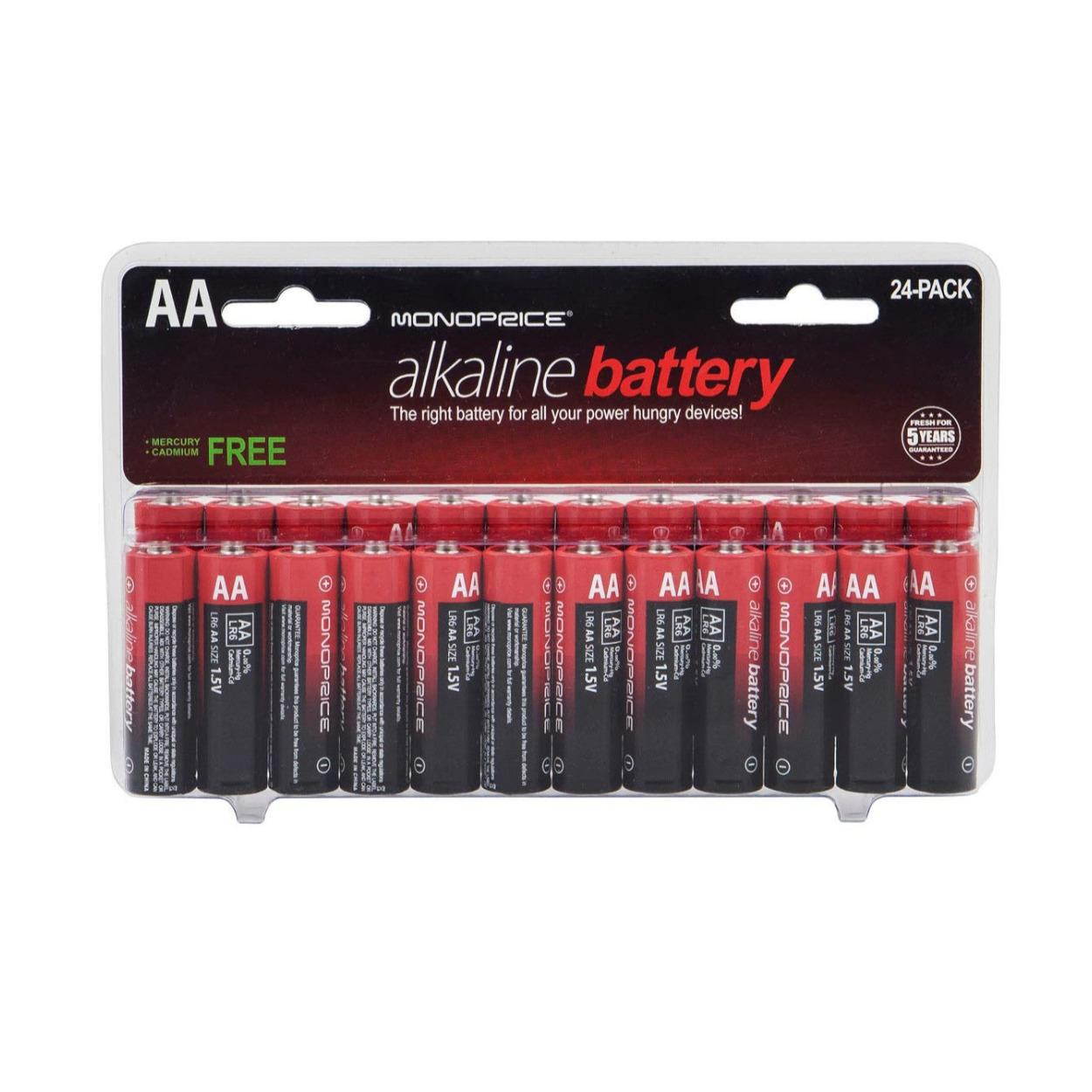 Monoprice AA Alkaline Battery, 24-Pack