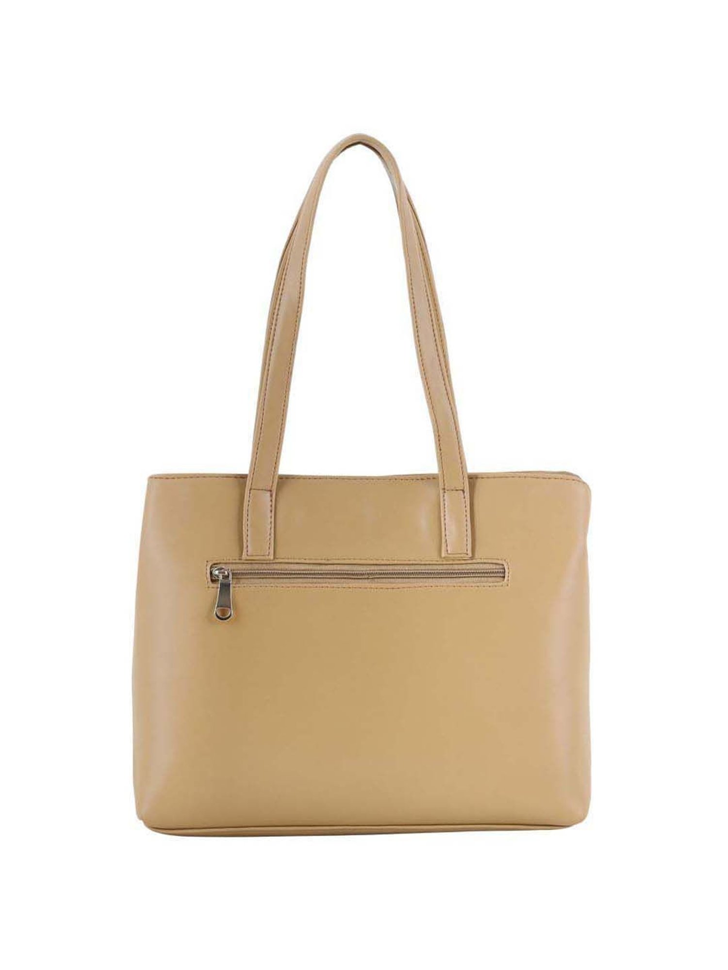 Toteteca Beige Solid Medium Shoulder Handbag