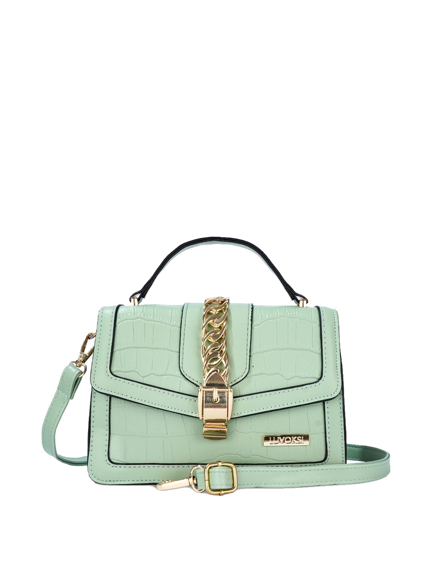 Luvoksi Green Textured Medium Satchel Handbag