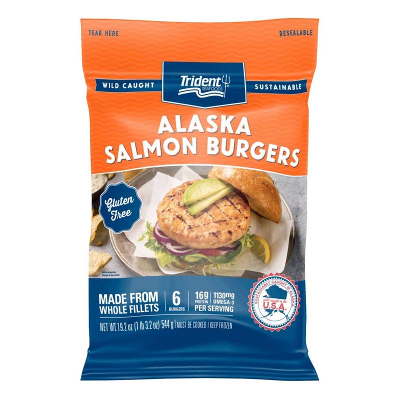 Trident Wild Caught Alaska Salmon Burgers - Frozen - 6pk/19.2oz