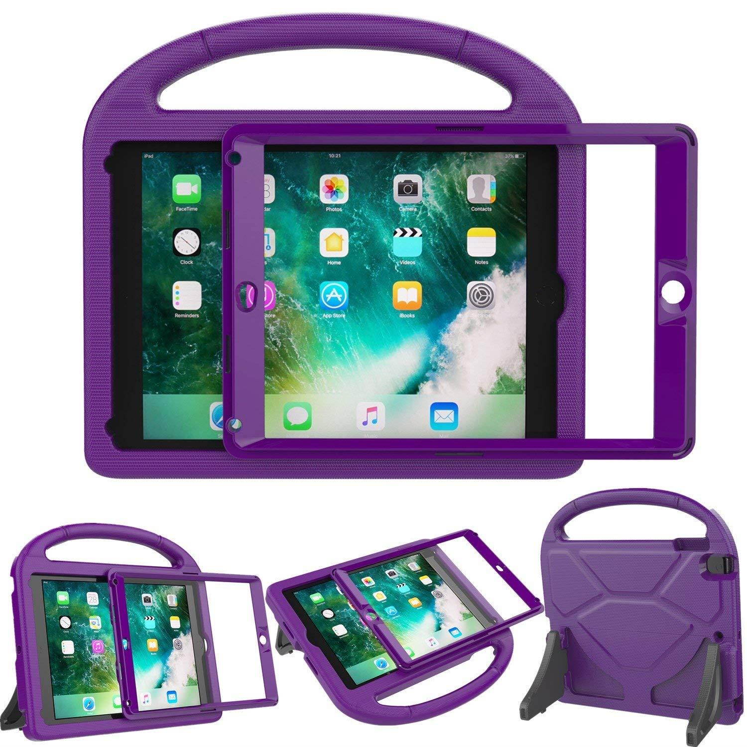 LEDNICEKER Kids Case for New iPad 9.7 2018/2017 - Built-in Screen Protector Light Weight Shock Proof Handle Friendly Convertible Stand Kids Case for New iPad 9.7 2017/2018 (ipad 5&6) - Purple