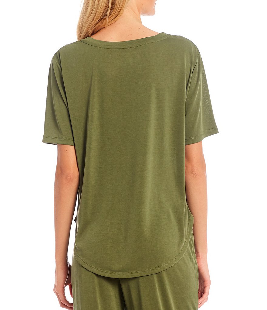 Nottibianche Easy Essentials Solid Jersey Knit Round Neck Short Sleeve Coordinating Sleep Top