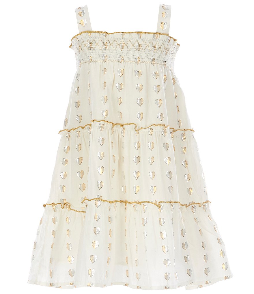 Zunie Little Girls 4-6X Hearts Smocked Tiered A-Line Dress