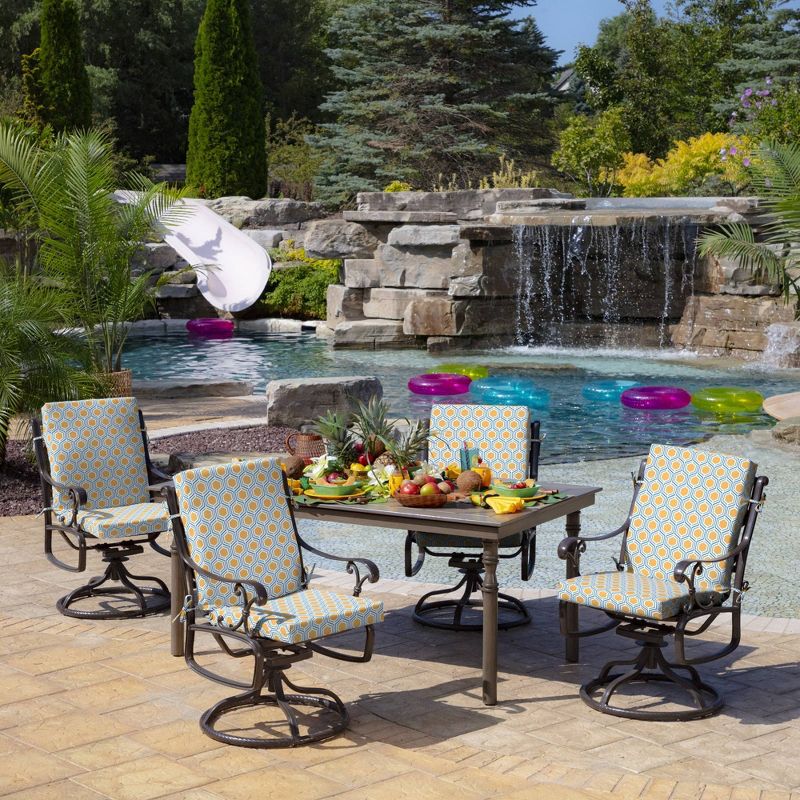 Arden Selections Honeycomb Geo Outdoor High Back Dining Chair Cushion