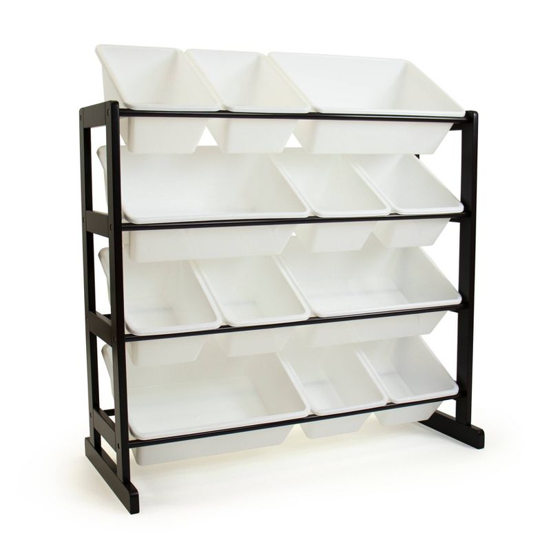 Ladder Toy Storage Organizer with 12 Storage Bins Espresso/White - Humble Crew