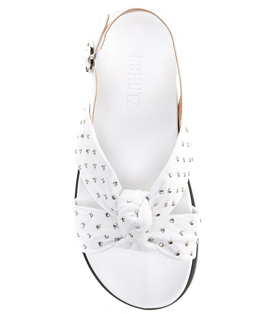 Schutz Brienne Studded Leather Knot Detail Platform Sandals