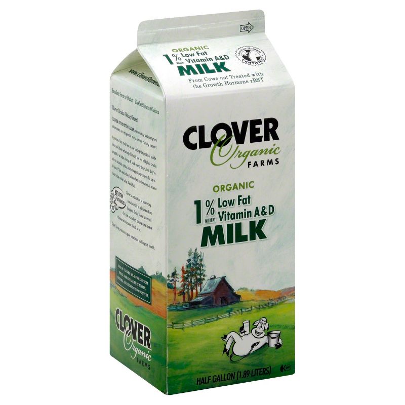 Clover Organic Farms 1% Milk - 0.5gal