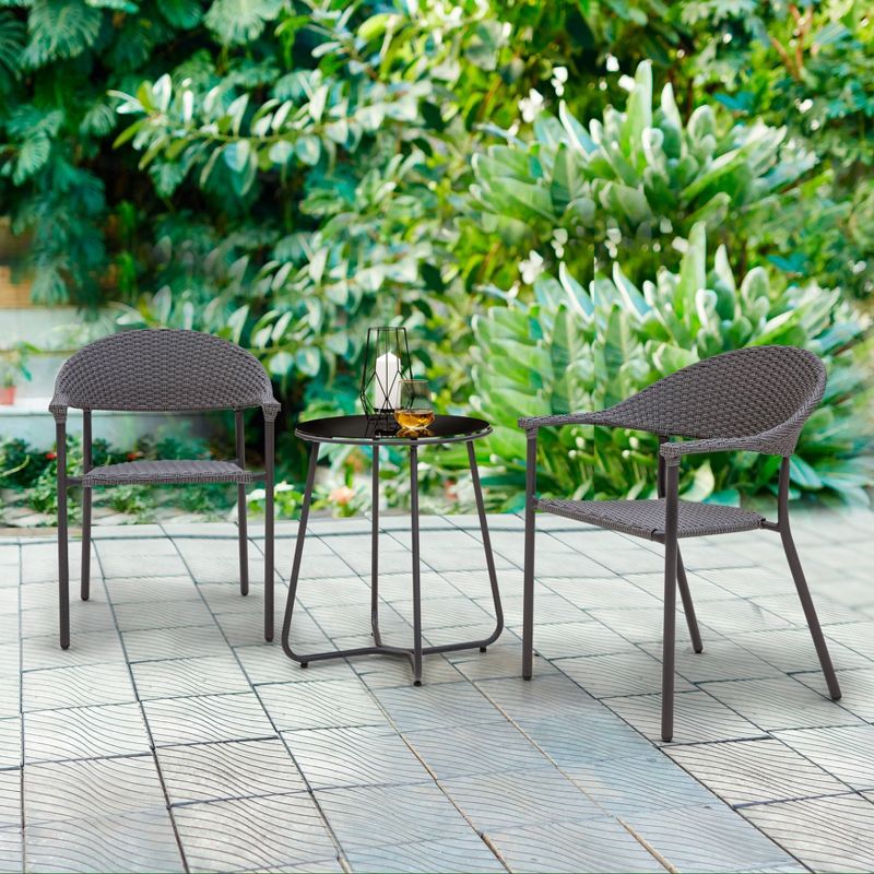 3pc Rattan Patio Set - Black - NUU GARDEN