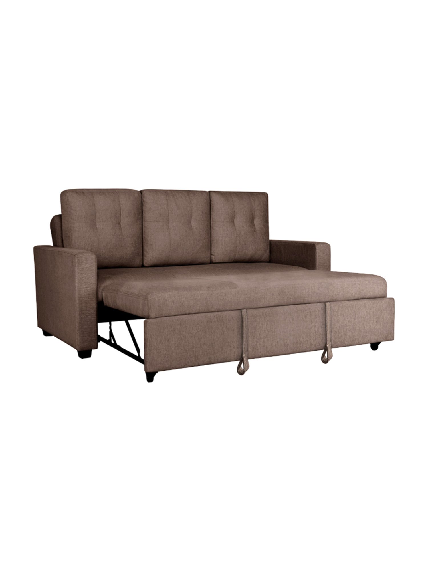 Duroflex Ease Quilted Dark Brown Wood 3 Seater Sofa Cum Bed with Pullout Mechanism