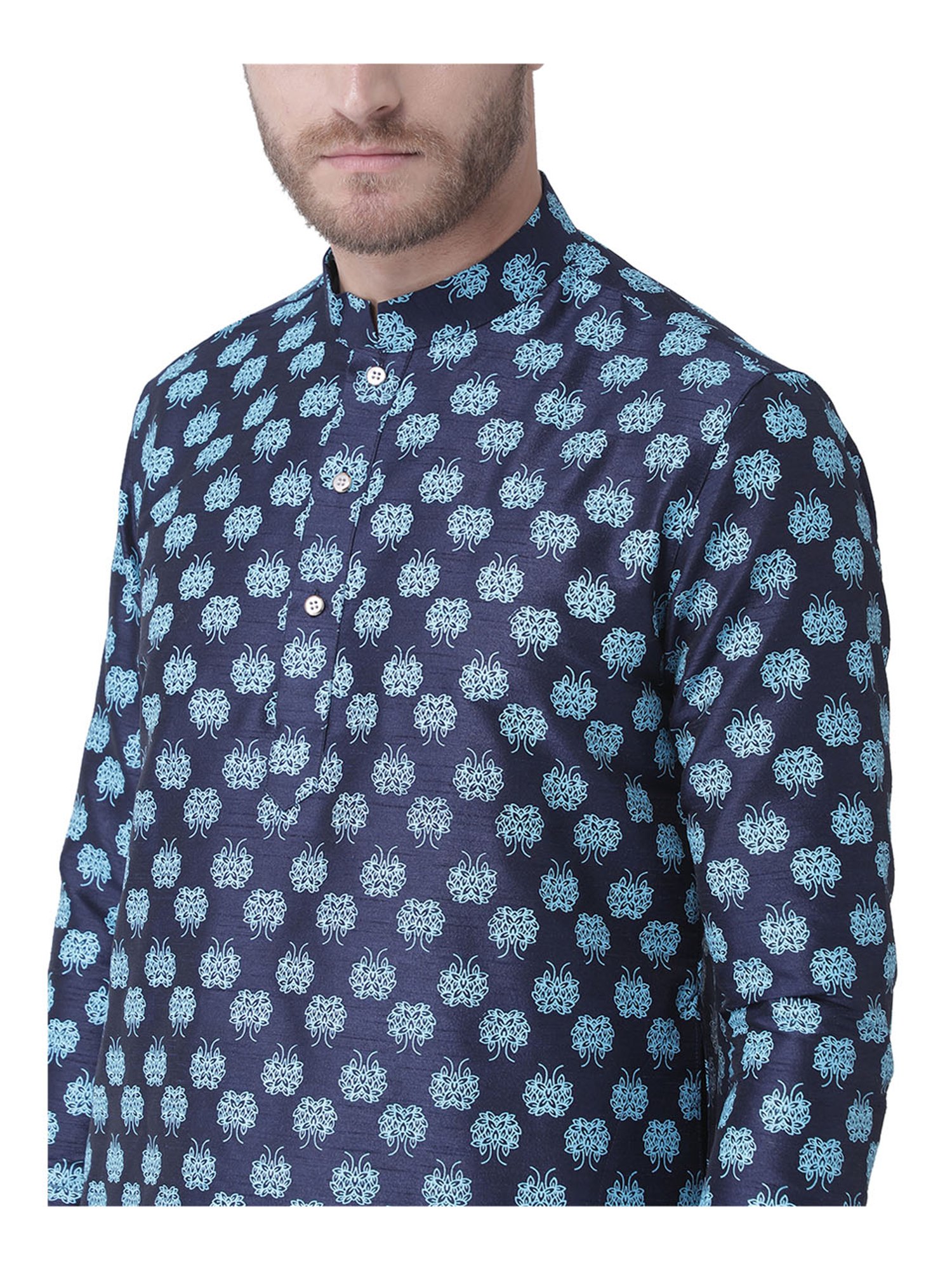 Deyann Navy Full Sleeves Printed Kurta Set