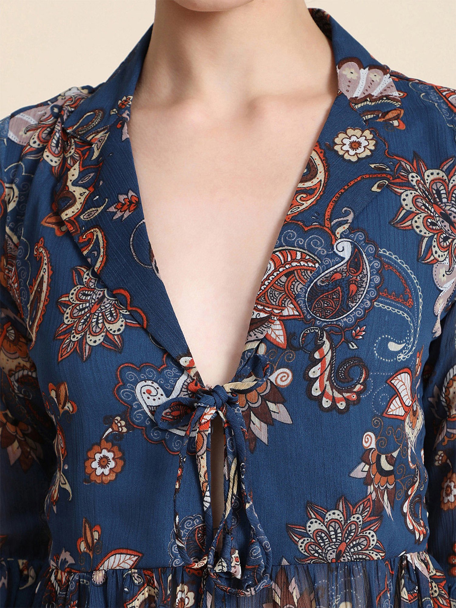 KERI PERRY Navy Printed Top