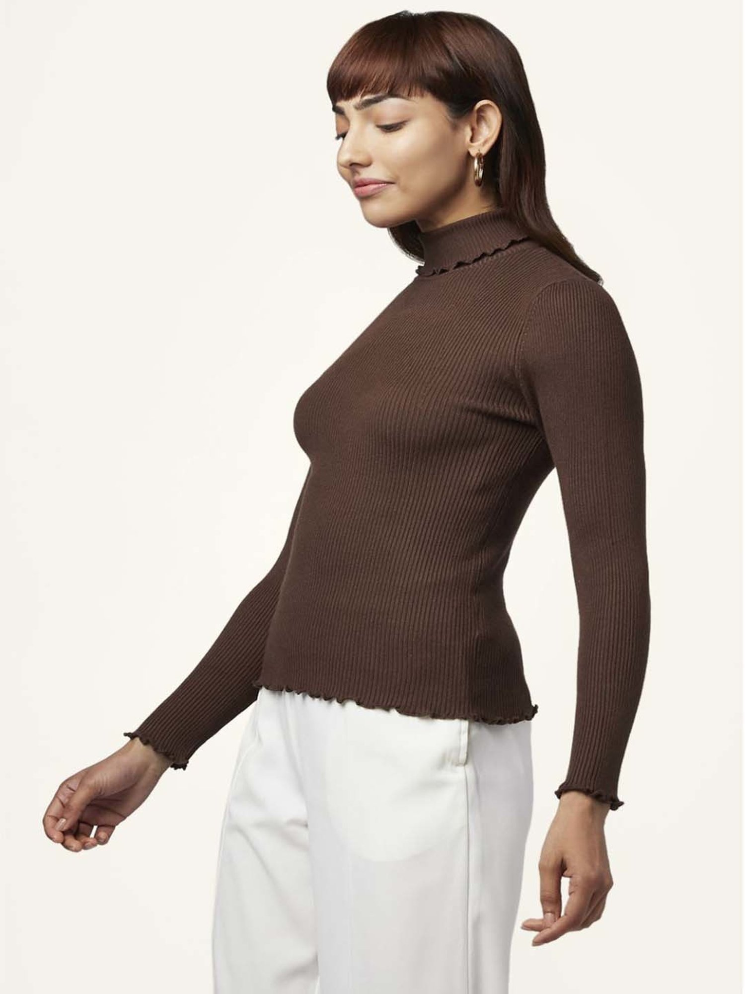 Honey by Pantaloons Brown Slim Fit Sweater