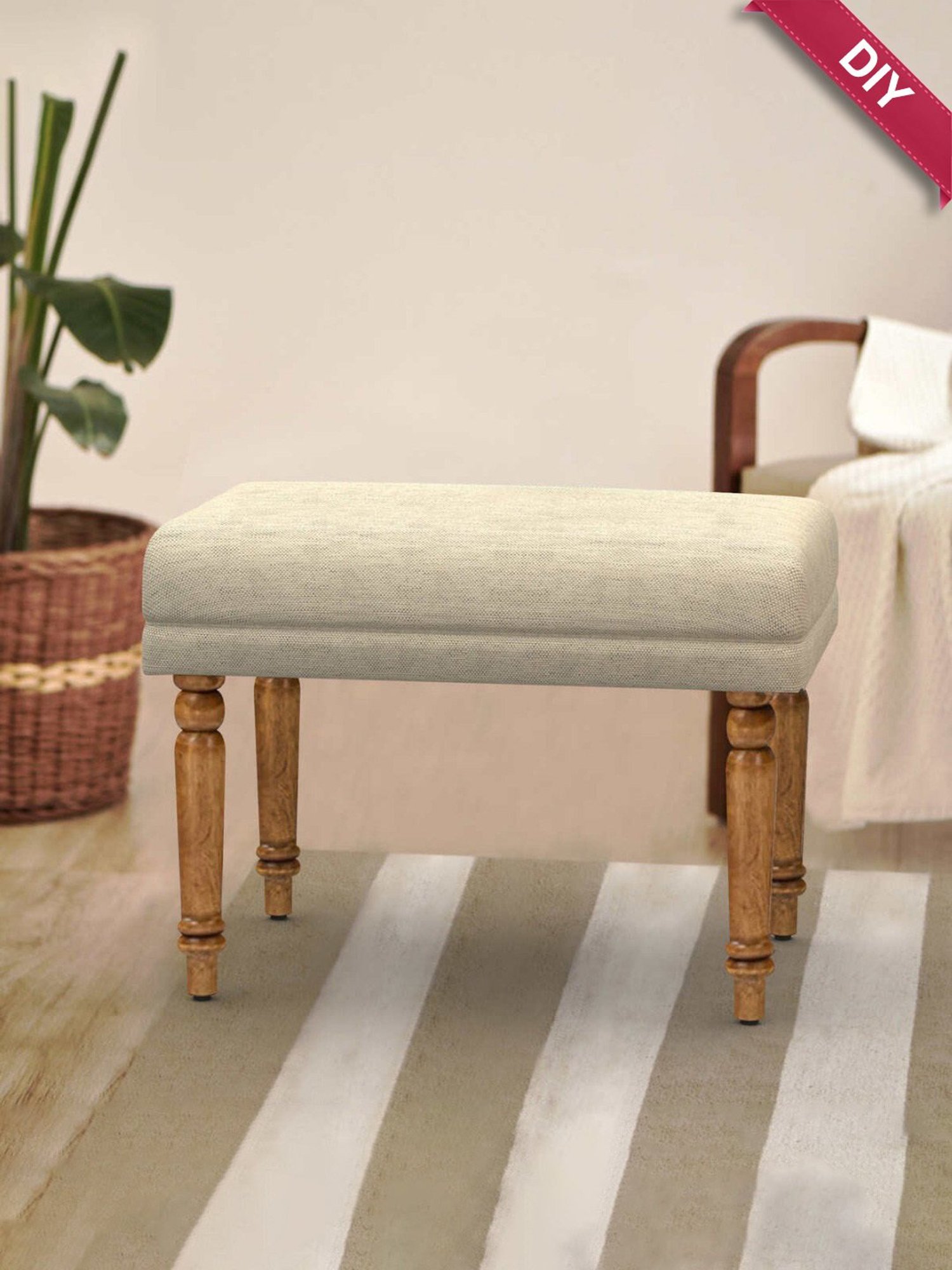 Picardy Vanity Stool Fabric/Antique Pearl - Acme Furniture