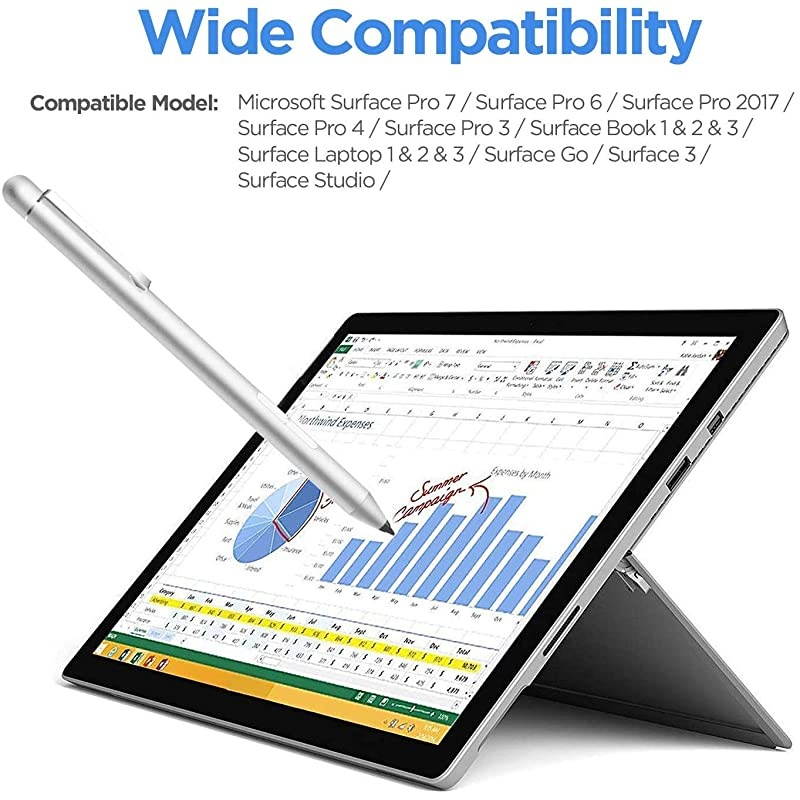 for Surface Stylus for Surface with Hard Soft Nib 1024 Pressure Sensitivity for Surface Pro X76543 Surface Laptop Go Surface Book Surface Laptop Including AAAA Battery