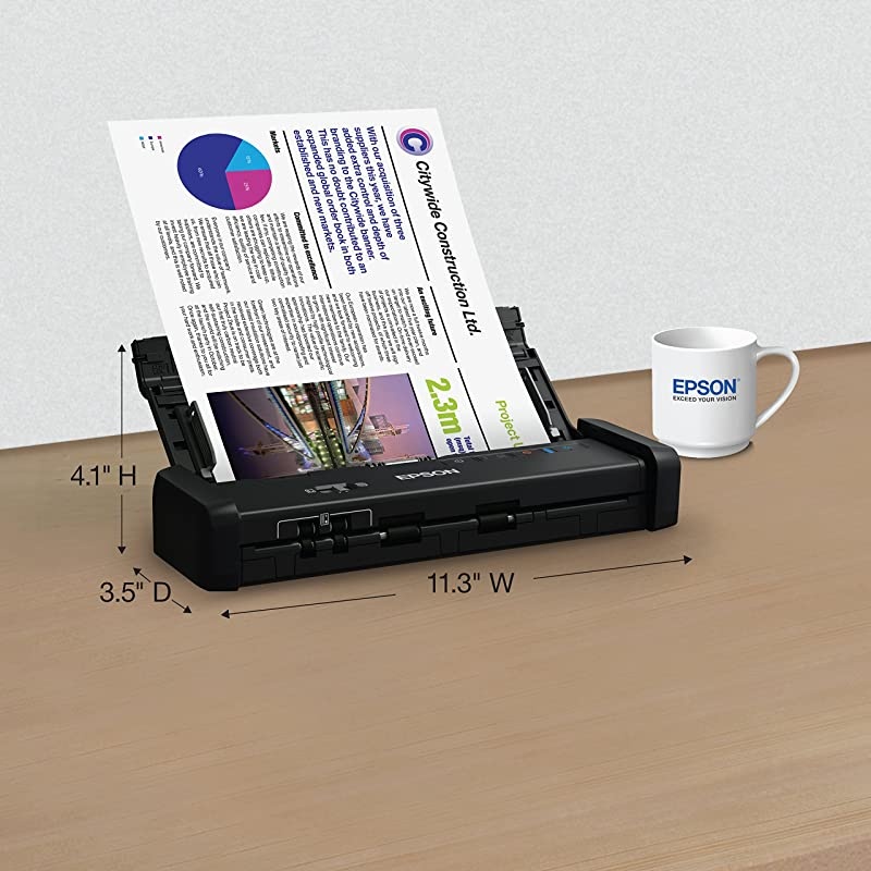 WorkForce ES-200 Color Portable Document Scanner with ADF for PC and Mac, Sheet-fed and Duplex Scanning