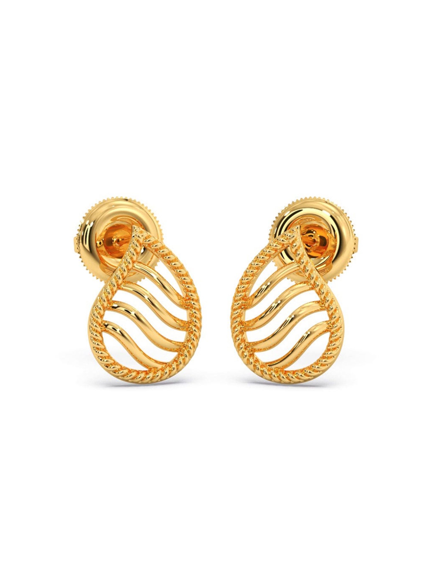 Candere by Kalyan Jewellers Peacock Collection 18k Yellow Gold Stud Earrings for Women