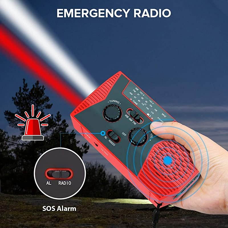 Emergency Solar Hand Crank Radio 2020 Upgrade NOAAAMFM Portable Weather Radio with LED Flashlight Reading Lamp 2000mAh Power Bank and SOS Alarm for Emergency Situations