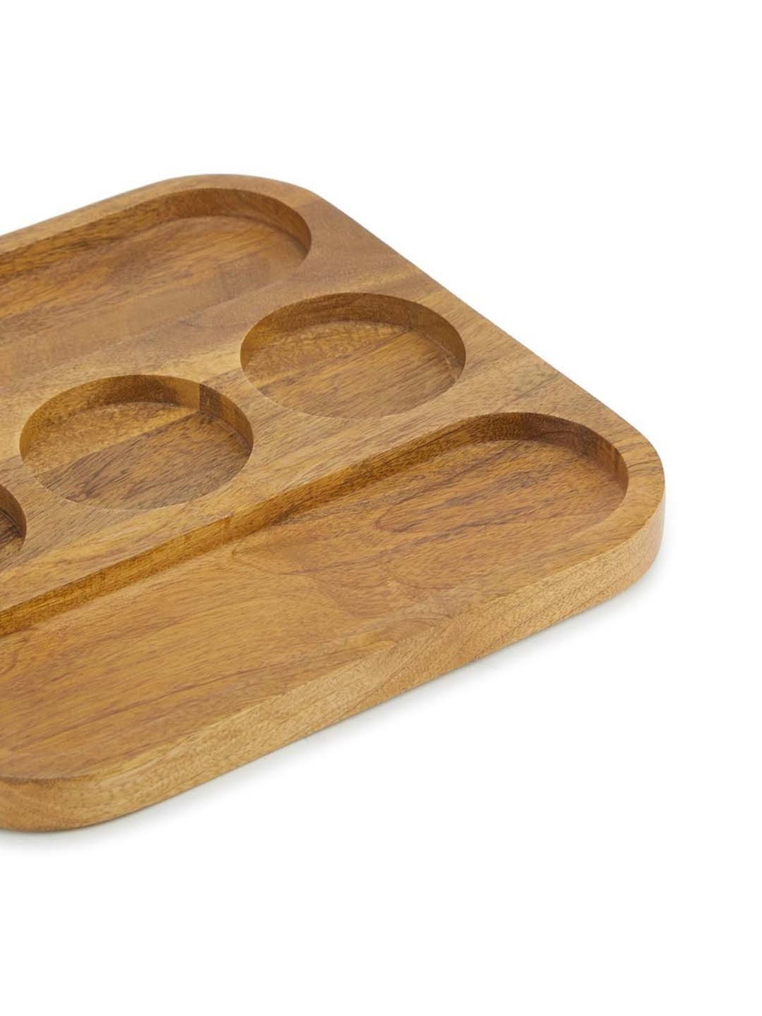 Fabindia Thar Natural Wood 1 Platter & 1 Dip Bowl