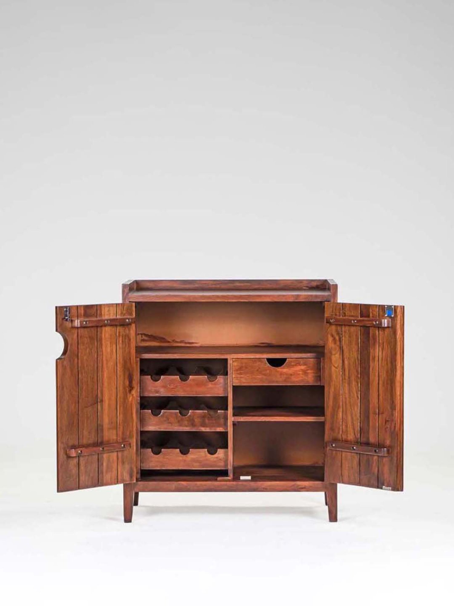 Fabindia Brown Mango Wood Textured Cabinet