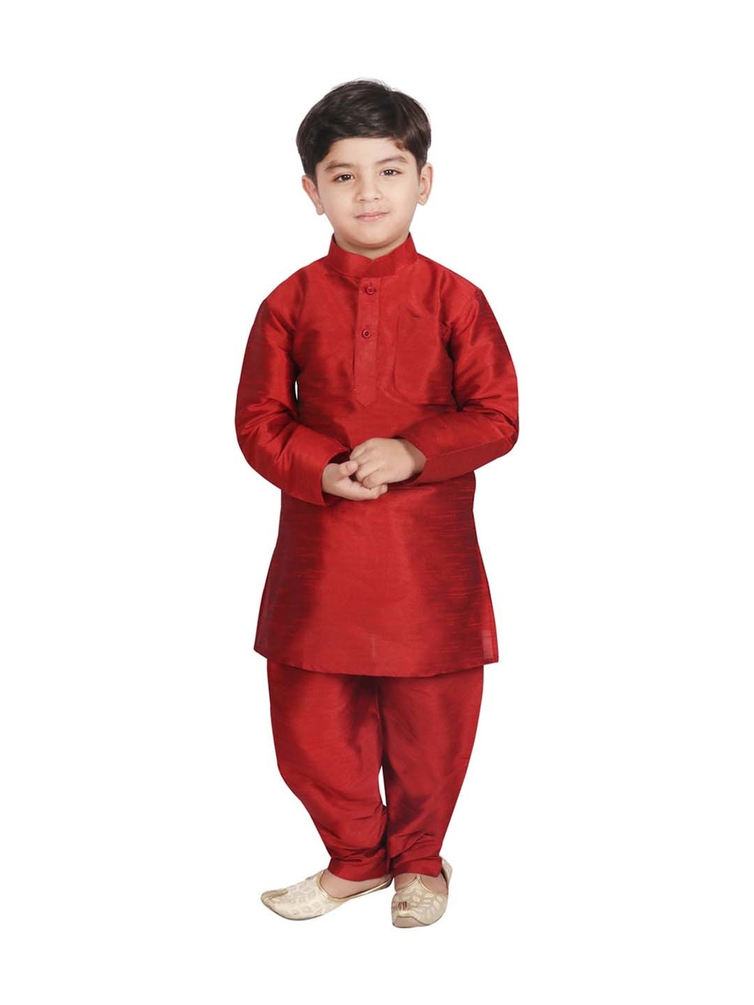 SG Yuvraj Kids Black & Maroon Printed Full Sleeves Kurta Set