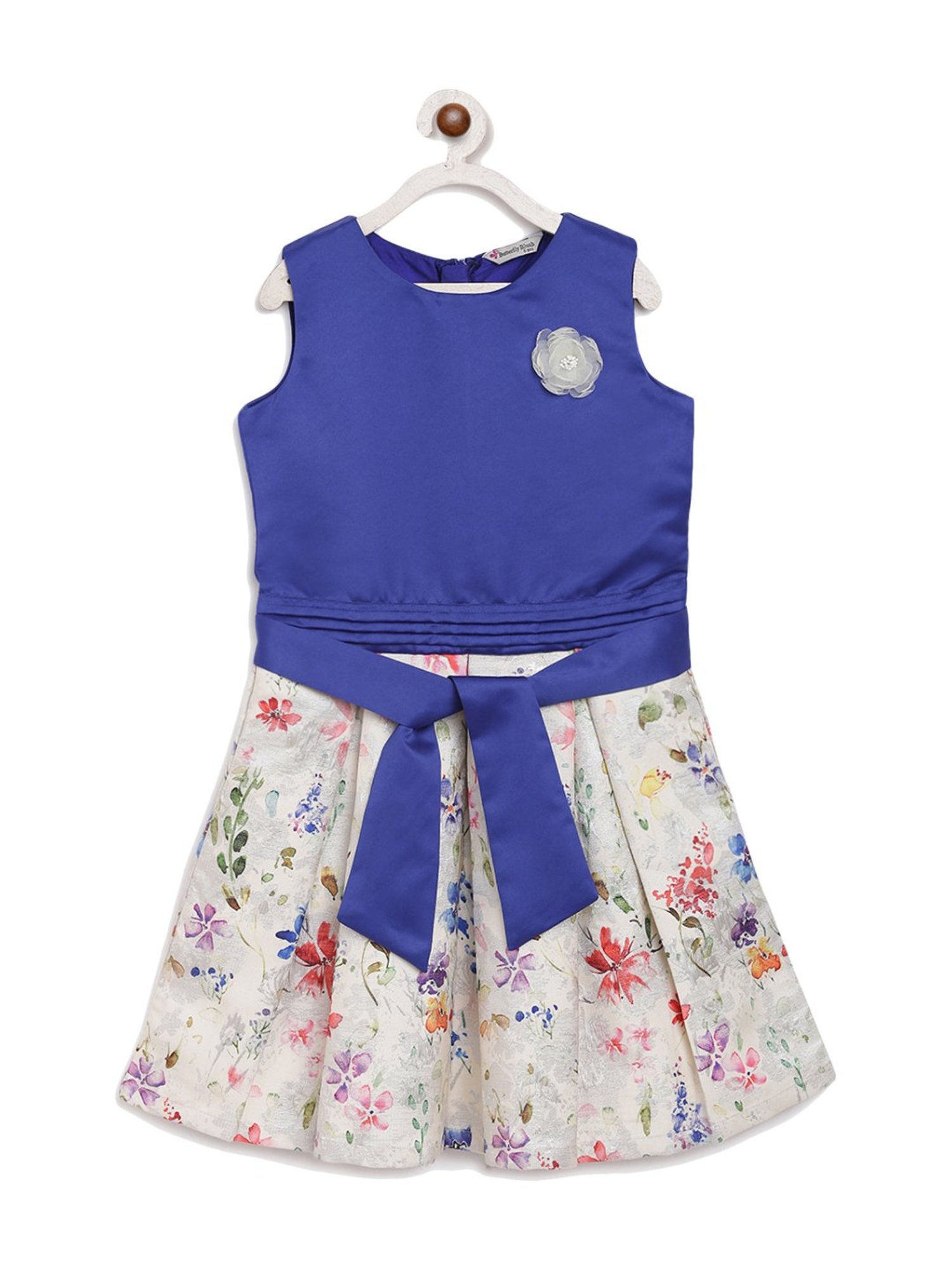 Butterfly Blush Kids Blue & White Printed Dress