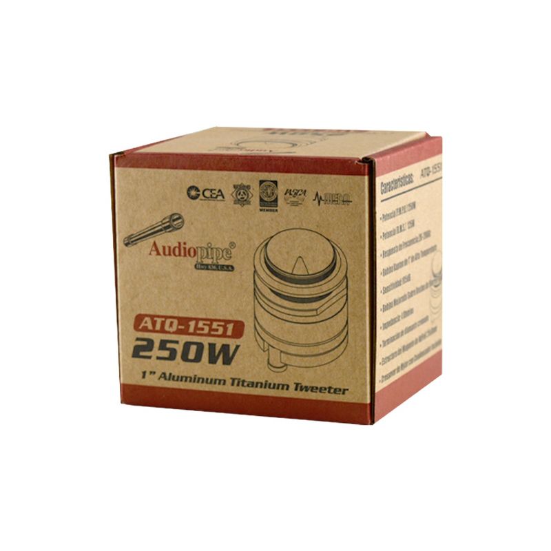 Audiopipe ATQ-1551 1 Inch 250 Watt 4 Ohm Aluminum Titanium Car Audio Bullet Tweeter with Mylar Capacitor & Kapton Voice Coil for Vehicle Sound System