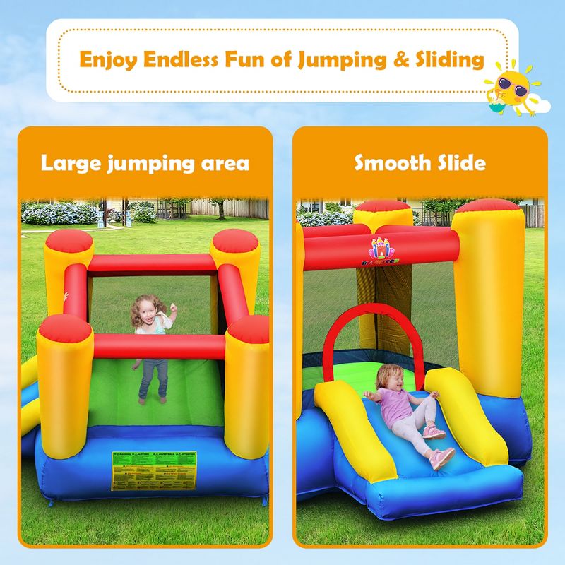 Costway Inflatable Bouncer Kids Bounce House Jumping Castle Slide w/ 480W Blower